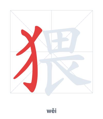 Práctica de orden de trazos para 猥 - wěi