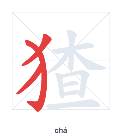 Pratica dell'ordine dei tratti per 猹 - chá