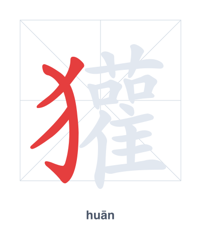 تدريب ترتيب الخطوط لـ 獾 - huān