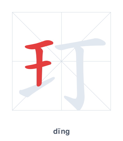 Pratica dell'ordine dei tratti per 玎 - dīng