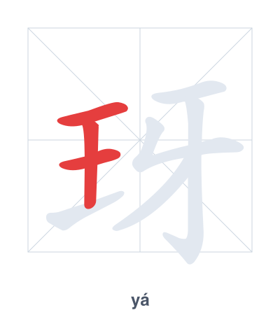 Pratica dell'ordine dei tratti per 玡 - yá