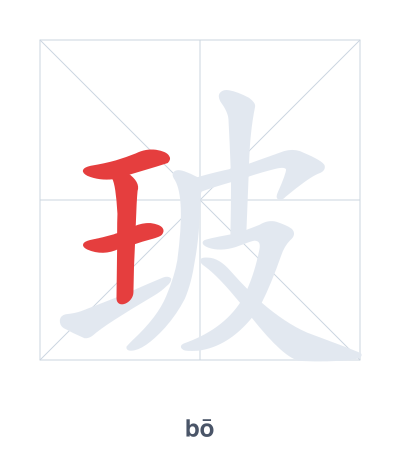 Pratica dell'ordine dei tratti per 玻 - bō