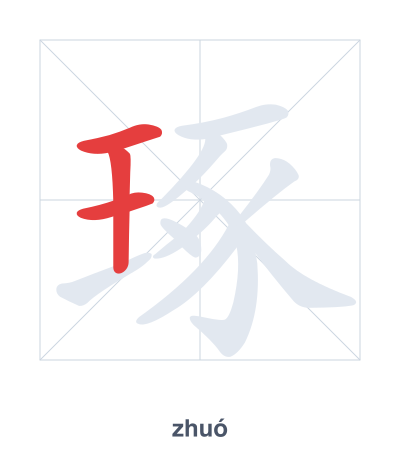 琢 (zhuó/zuó) vuruş sırası pratiği