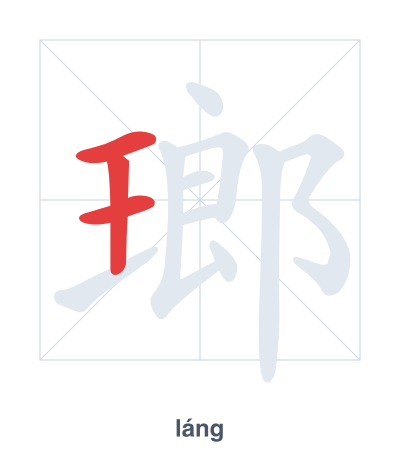 Pratica dell'ordine dei tratti per 瑯 - láng