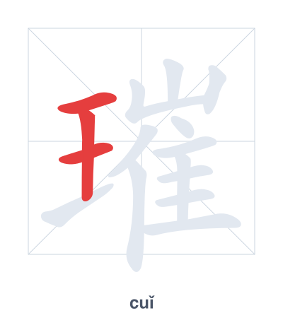 Pratica dell'ordine dei tratti per 璀 - cuǐ