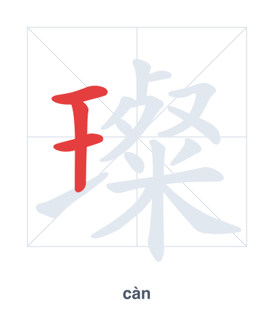 Práctica de orden de trazos para 璨 - càn