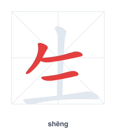 Pratica dell'ordine dei tratti per 生 - shēng