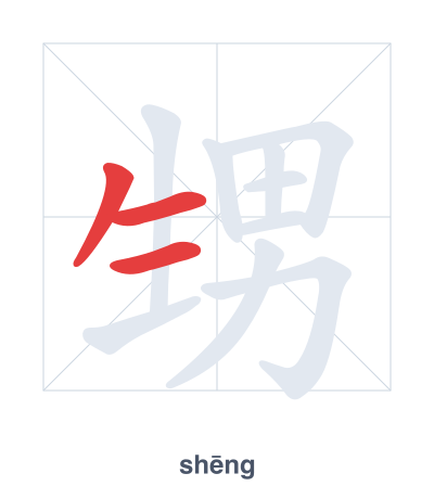 Pratica dell'ordine dei tratti per 甥 - shēng