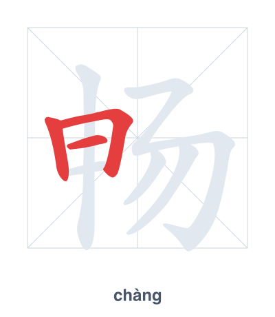 تدريب ترتيب الخطوط لـ 畅 - chàng