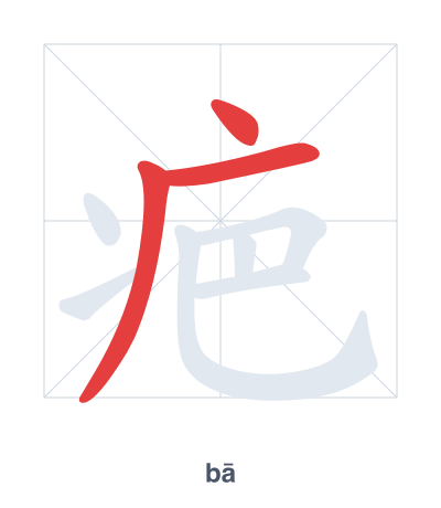 Mazoezi ya mpangilio wa mikunjo kwa 疤 - bā