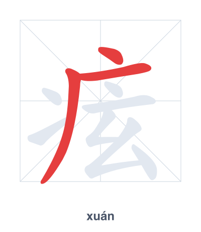 痃(xuán) 획순 연습