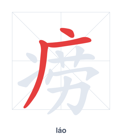 痨(láo) 획순 연습