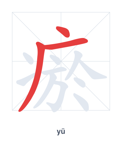Pratica dell'ordine dei tratti per 瘀 - yū