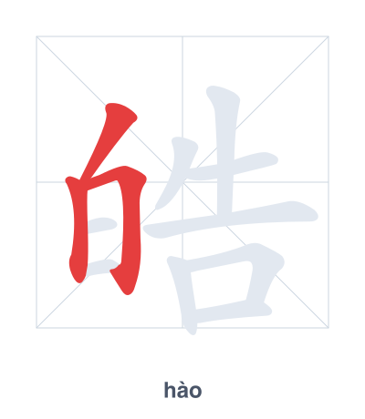 Práctica de orden de trazos para 皓 - hào