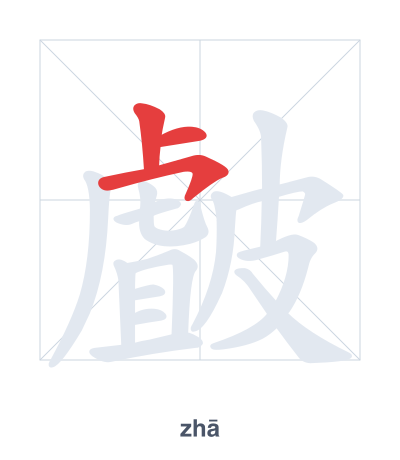 Pratique de l'ordre des traits pour 皻 - zhā