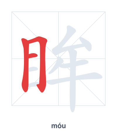 Pratica dell'ordine dei tratti per 眸 - móu