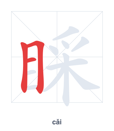 Pratica dell'ordine dei tratti per 睬 - cǎi