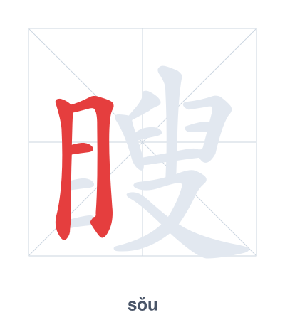 Pratica dell'ordine dei tratti per 瞍 - sǒu