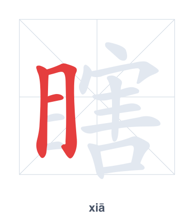 Pratica dell'ordine dei tratti per 瞎 - xiā