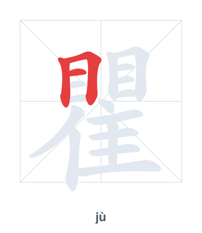 Pratica dell'ordine dei tratti per 瞿 - jù/qú