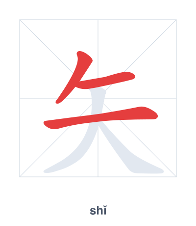 Pratica dell'ordine dei tratti per 矢 - shǐ