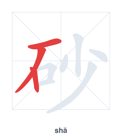 Pratica dell'ordine dei tratti per 砂 - shā