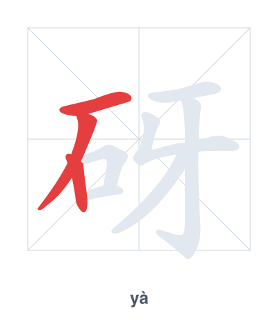 แบบฝึกลำดับเส้นสำหรับ 砑 - yà