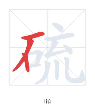 硫（liú）の筆順練習