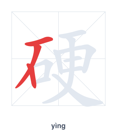 تدريب ترتيب الخطوط لـ 硬 - yìng