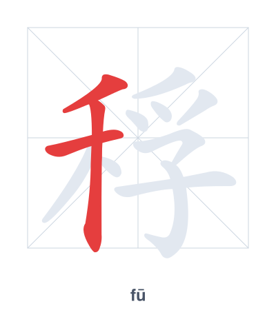 Práctica de orden de trazos para 稃 - fū