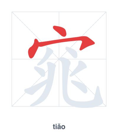 Pratica dell'ordine dei tratti per 窕 - tiǎo