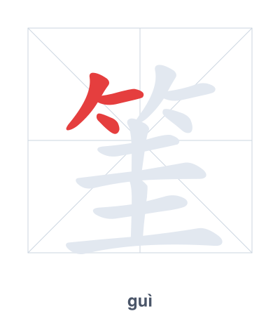 Pratica dell'ordine dei tratti per 筀 - guì