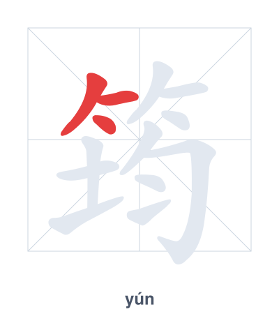Pratica dell'ordine dei tratti per 筠 - yún