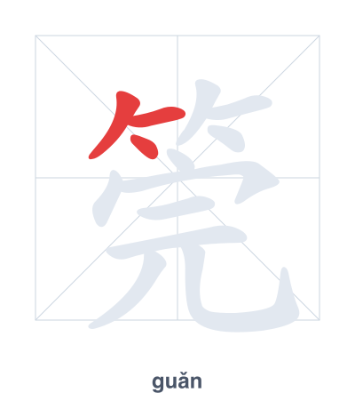 Mazoezi ya mpangilio wa mikunjo kwa 筦 - guǎn