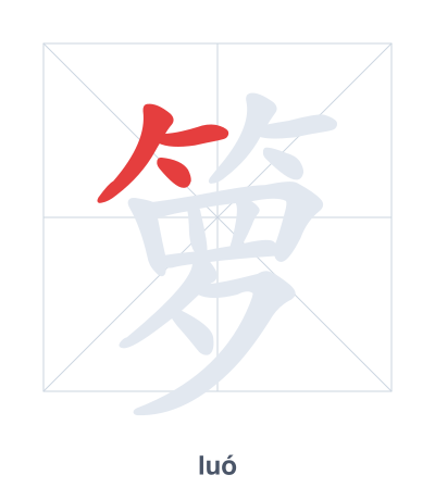 แบบฝึกลำดับเส้นสำหรับ 箩 - luó