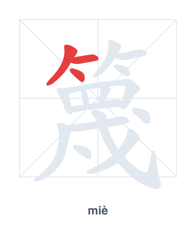 Pratica dell'ordine dei tratti per 篾 - miè