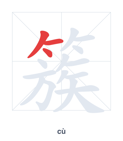 Pratique de l'ordre des traits pour 簇 - cù