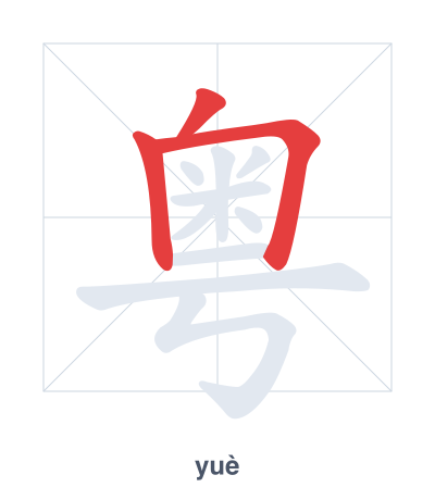 Práctica de orden de trazos para 粤 - yuè