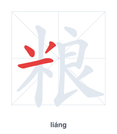 Práctica de orden de trazos para 粮 - liáng