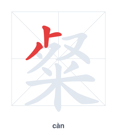 Pratica dell'ordine dei tratti per 粲 - càn