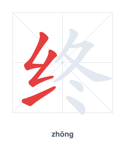 Pratica dell'ordine dei tratti per 终 - zhōng