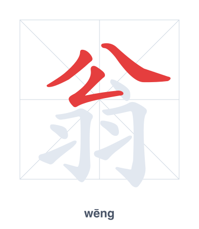 Pratica dell'ordine dei tratti per 翁 - wēng