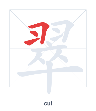 Pratica dell'ordine dei tratti per 翠 - cuì