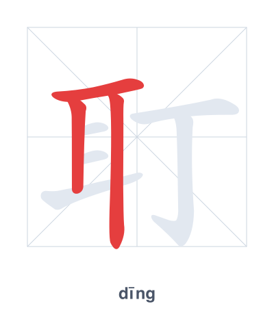 Pratica dell'ordine dei tratti per 耵 - dīng