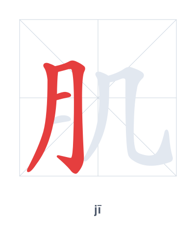 Pratica dell'ordine dei tratti per 肌 - jī