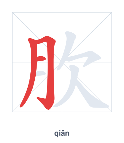 Pratica dell'ordine dei tratti per 肷 - qiǎn