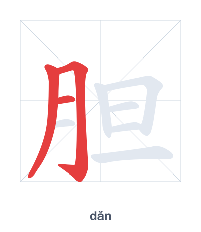 Pratica dell'ordine dei tratti per 胆 - dǎn