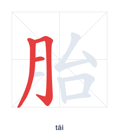 Pratique de l'ordre des traits pour 胎 - tāi