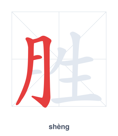 แบบฝึกลำดับเส้นสำหรับ 胜 - shèng