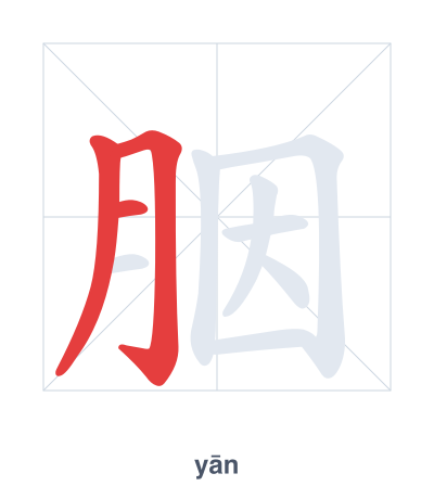 แบบฝึกลำดับเส้นสำหรับ 胭 - yān